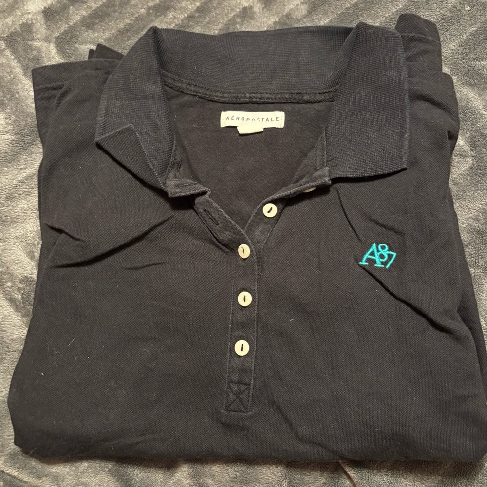 Black Aeropostale Logo Polo